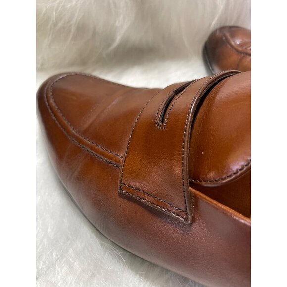 Olf & Sherherd Mens Brown Leather Penny Loafers Size 9.5M Classic Slip-On Dress - Picture 6 of 8